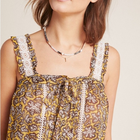 ANTHROPOLOGIE Bardot Blouse in Yellow Multi - Picture 3 of 12